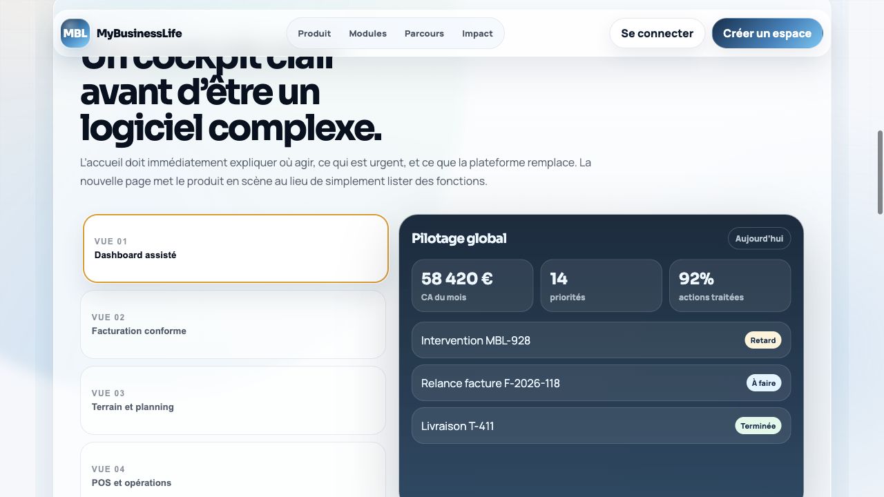 Démonstration du dashboard assisté MyBusinessLife