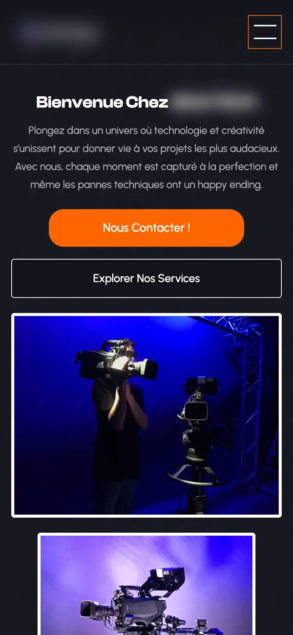 Site vitrine d'un prestataire audiovisuel (capture anonymisée)