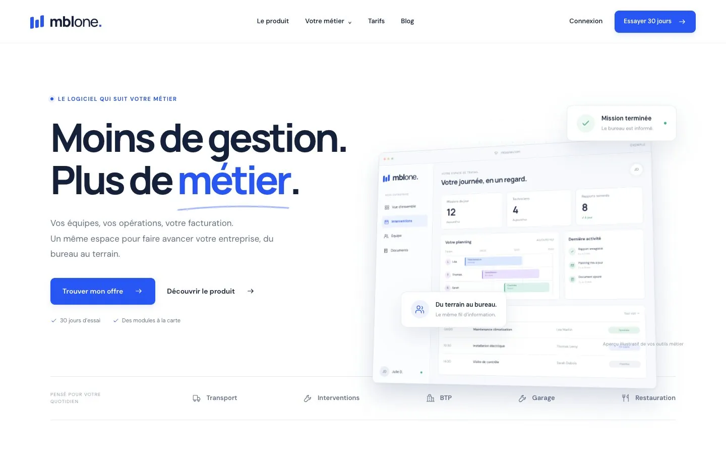 Logiciel MBL One : version ordinateur