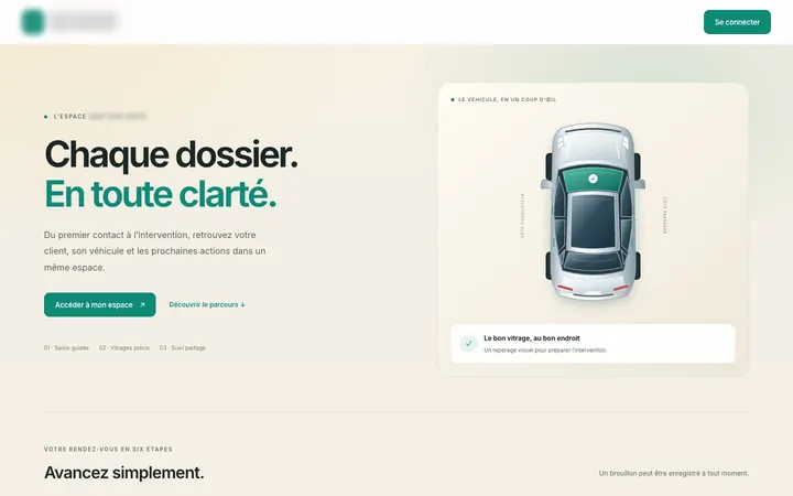 Application métier de gestion de dossiers pare-brise (capture anonymisée)